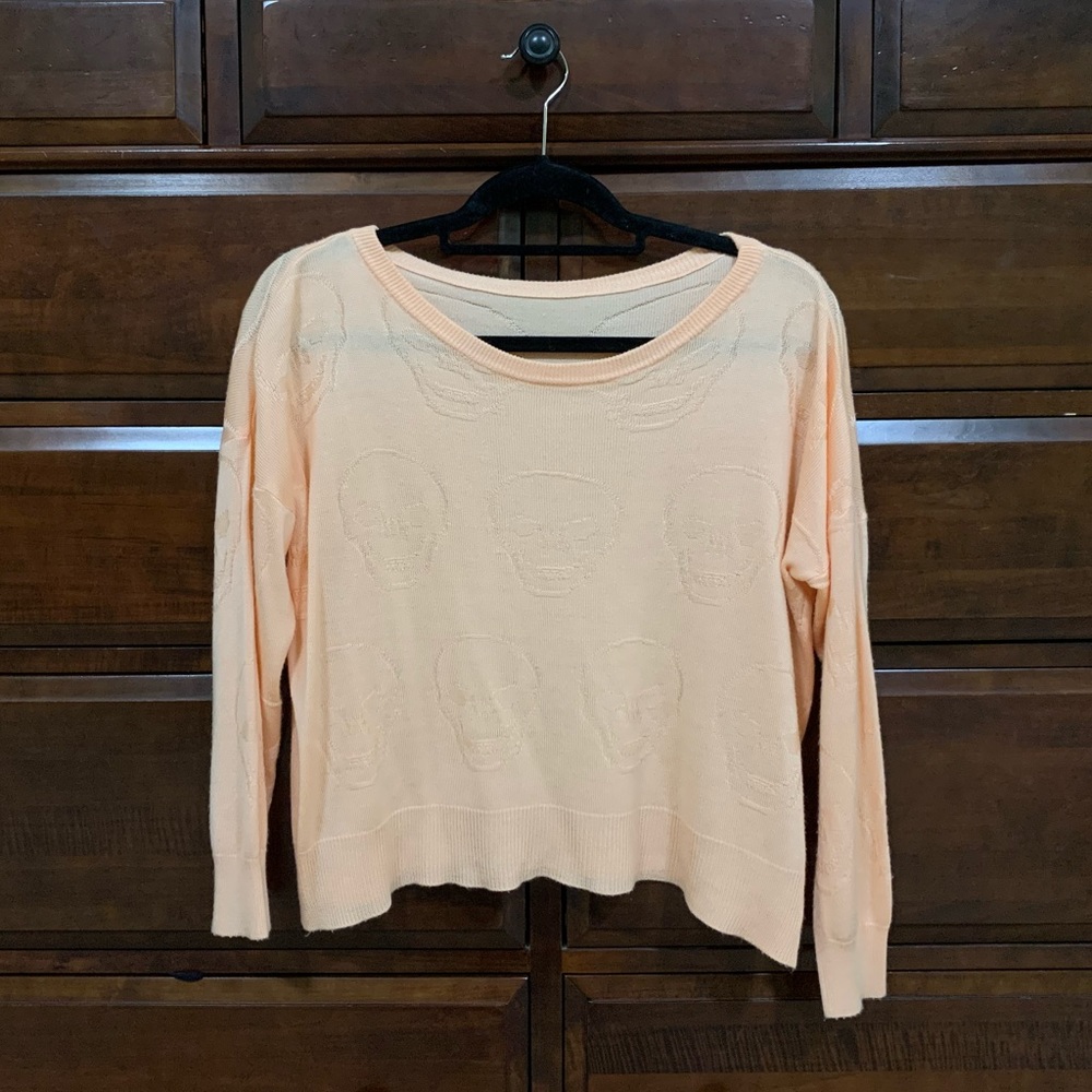 Brandy Melville Pastel Orange Skull Sweater